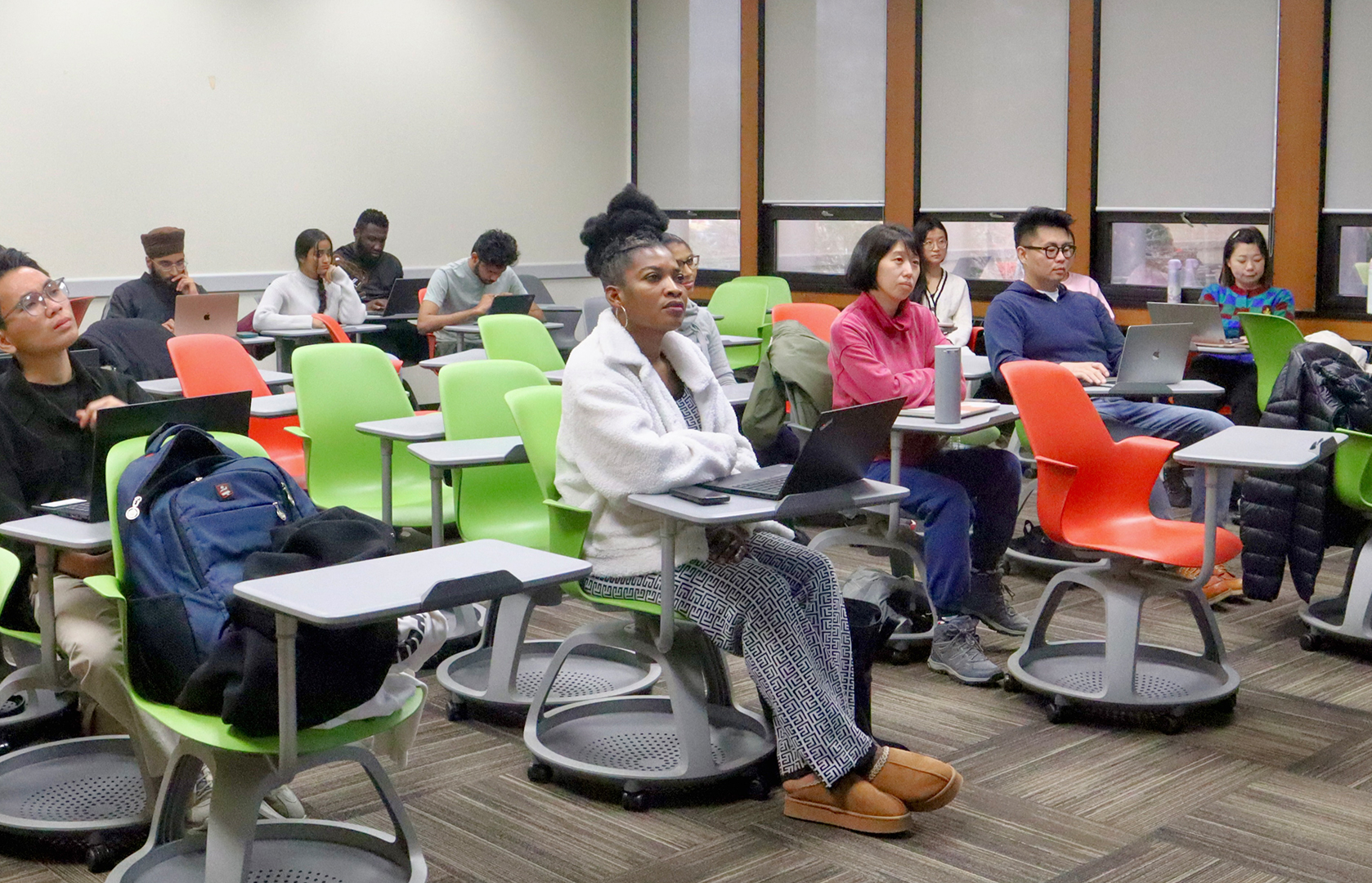 Tourism and Hospitality Management students sitting in class in McCain Centre. 