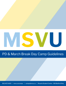 MSVU Day Camp Guidelines cover page