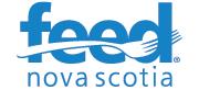 The feed Nova Scotia Logo. There is a fork contained in the word "feed".