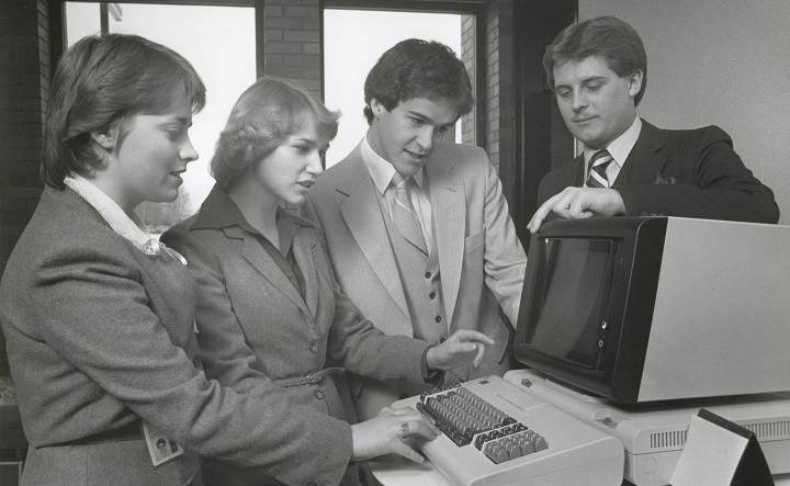 MSVU co-op students from the first cohort of the Bachelor of Business Administration co-op program in 1979.