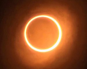 A close-up of a total solar Eclipse