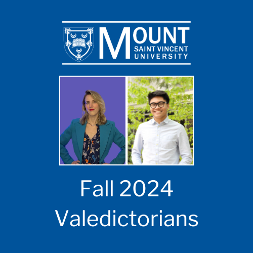 The Fall 2024 Valedictorians: Christina Flemming and Tien Pham. Below their photos is the text 