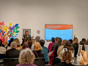 Dawn Ferris speaking at the National Day of Remembrance and Action on Violence Against Women at MSVU 