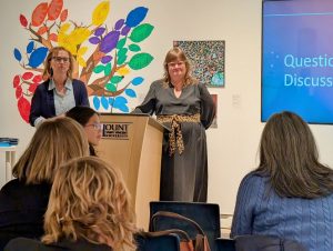 Dr. Meredith Ralston, professor and Chair of Women’s Studies, speaking at the National Day of Remembrance and Action on Violence Against Women event