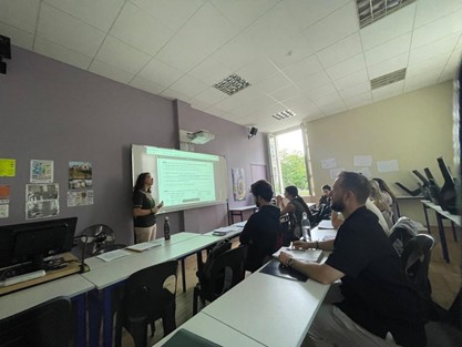 Kevin studying in a classroom at l’Université Catholique de l’Ouest